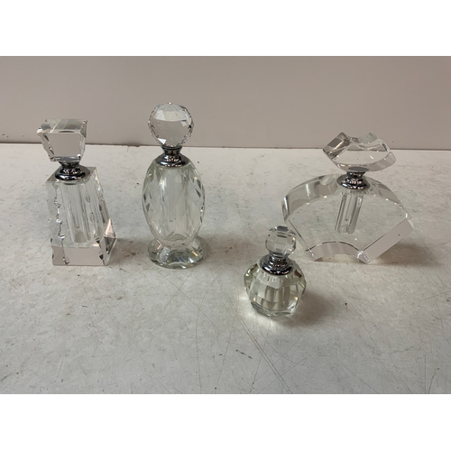 780 - 4x Oleg Cassini Crystal Glass Perfume Bottles