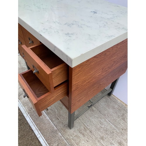 579 - White Stone Top Cabinet with Drawers