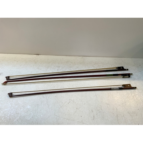 139 - 3x Vintage Violin Bows to include Tourte