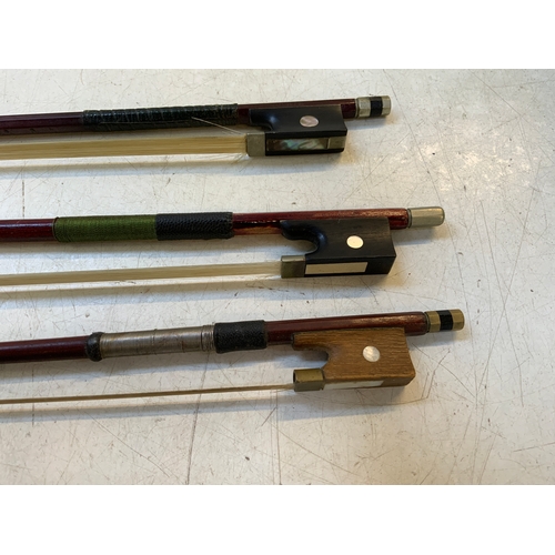 139 - 3x Vintage Violin Bows to include Tourte