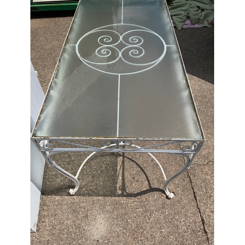 46 - Glass Top Metal Garden Table