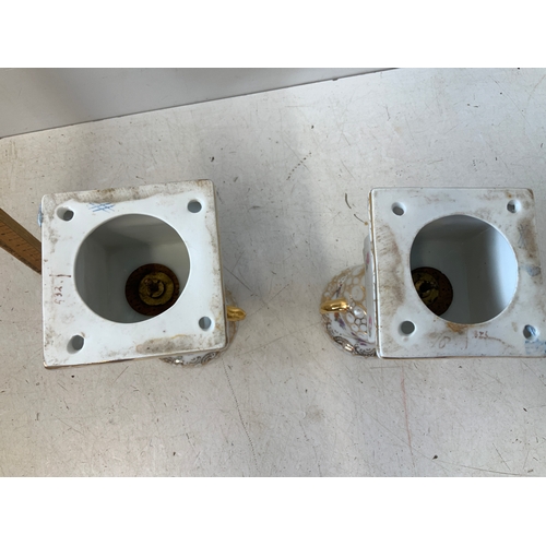 423 - Pair of Hand Painted Porcelain Urns