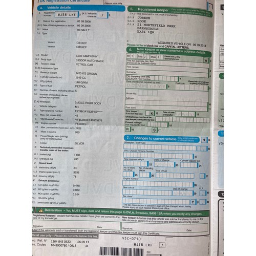 30A - Renault Clio - WJ58 LKF - Mot expires 8th September. 2x Owners from New. 3x Keys. Direct from Deceas... 