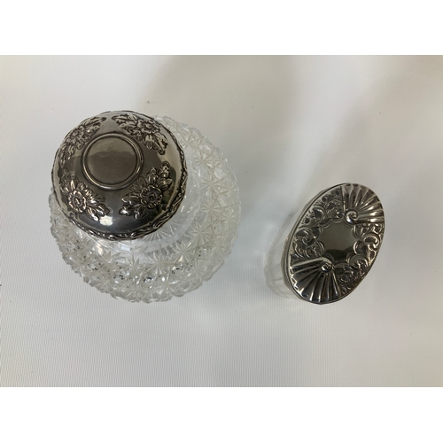412 - Silver Topped Dressing Table Bottle and Pot