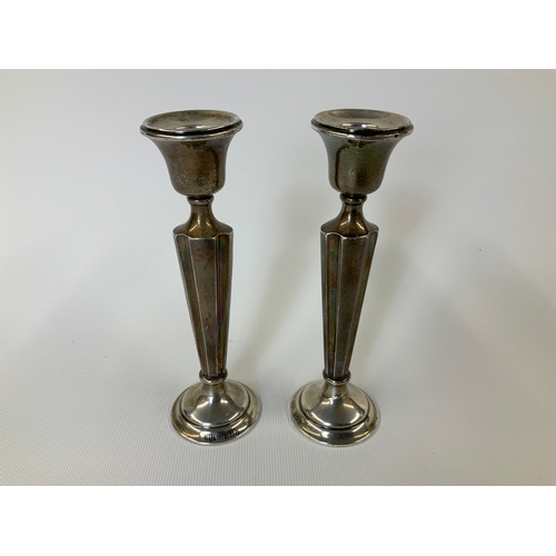 365 - Pair of Filled Silver Candlesticks - 15cm