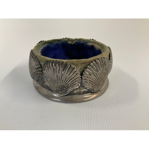 380 - Silver Mounted Coaster - Shell Decoration - 8cm Diameter