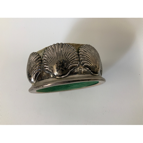 380 - Silver Mounted Coaster - Shell Decoration - 8cm Diameter