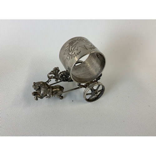 130 - Victorian Silver Plated Chariot and Horse Napkin Ring