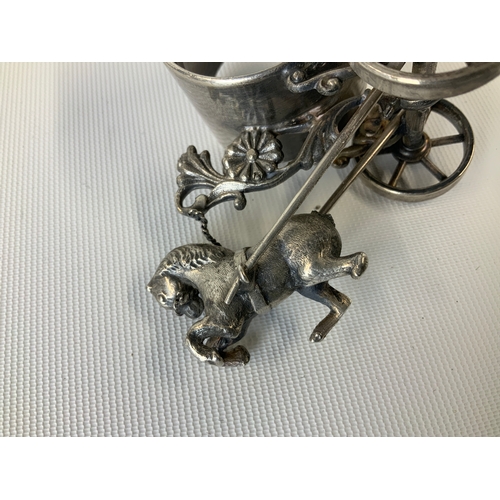 130 - Victorian Silver Plated Chariot and Horse Napkin Ring