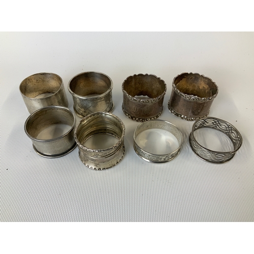 400 - 8x Silver Napkin Rings - 149g