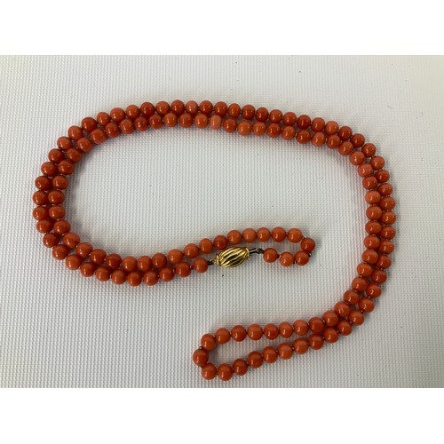 145 - Coral Necklace - 80cm - Clasp Marked 750