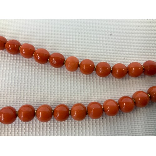 145 - Coral Necklace - 80cm - Clasp Marked 750