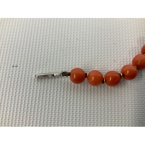 145 - Coral Necklace - 80cm - Clasp Marked 750