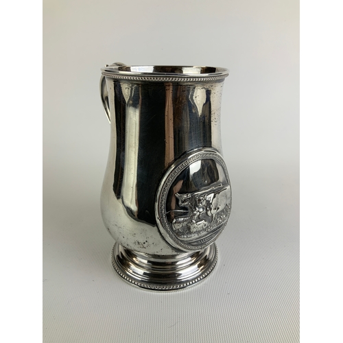 164 - Victorian Silver Tankard with Leaf Capped Handle and Oval Cartouche Depicting Sheep and Cattle - Exe... 