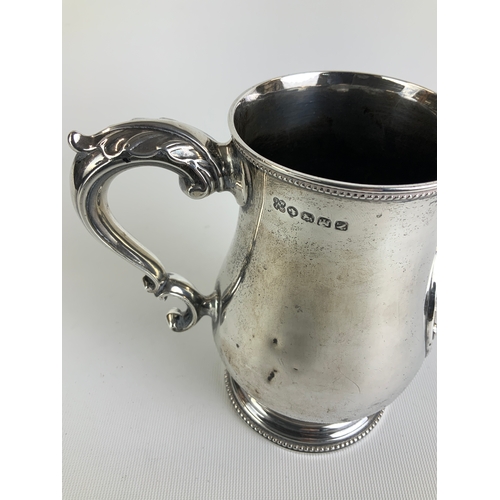 164 - Victorian Silver Tankard with Leaf Capped Handle and Oval Cartouche Depicting Sheep and Cattle - Exe... 
