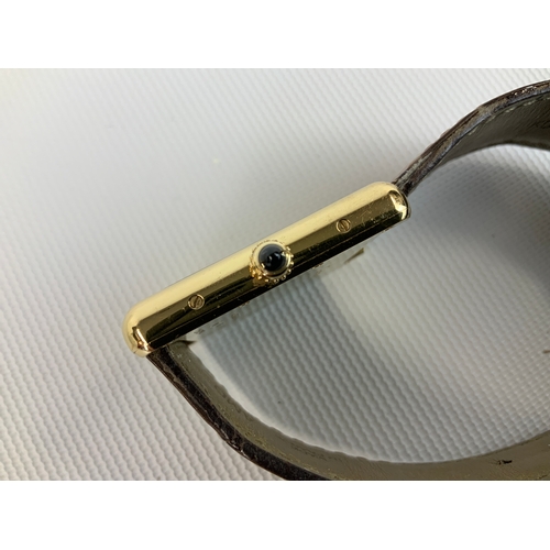 399 - Cartier Tank Calendar Watch - 2441 (126529 MX) 25mm Case - 18ct Gold Marked 750 - Sapphire Cabochon ... 