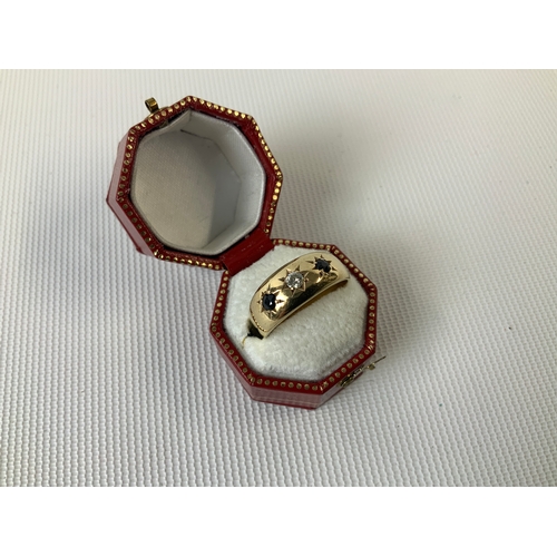162 - 9ct Gold Stone Gypsy Ring - Size K - 3g