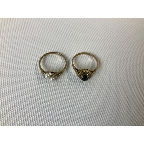 396 - 2x 9ct Gold Rings - Size O - Total Weight 3.6g