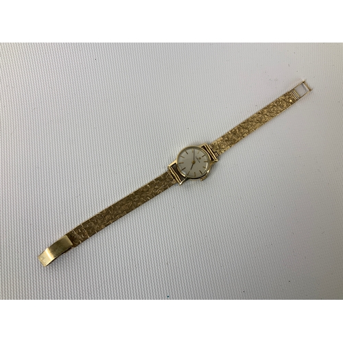 411 - 9ct Gold Ladies Omega Wristwatch on 9ct Gold Strap - 23g - Seen Running