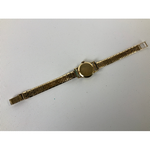 411 - 9ct Gold Ladies Omega Wristwatch on 9ct Gold Strap - 23g - Seen Running