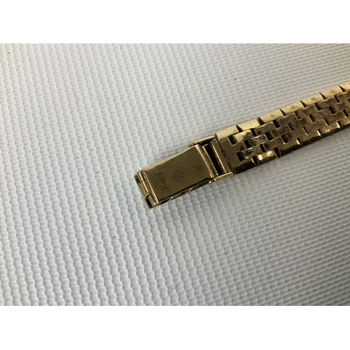 411 - 9ct Gold Ladies Omega Wristwatch on 9ct Gold Strap - 23g - Seen Running