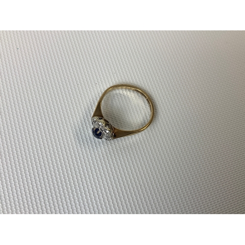 157 - 9ct Gold Diamond and Sapphire Ring - Size Q