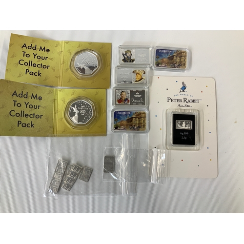 394 - Collectors Silver £0.50 Pieces etc