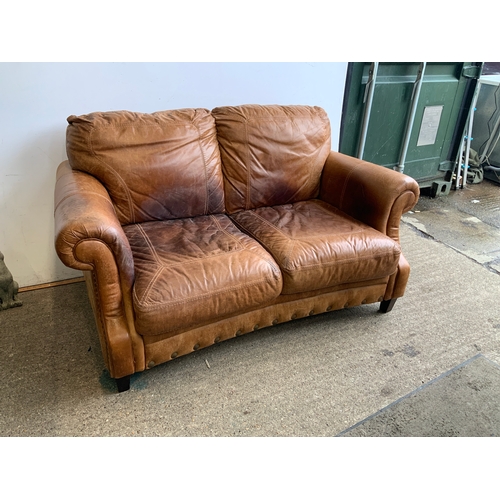 133 - Leather Two Seater Settee