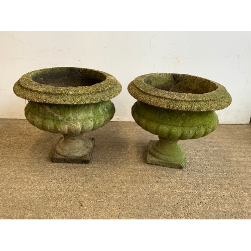109 - Pair of Concrete Pedestal Planters