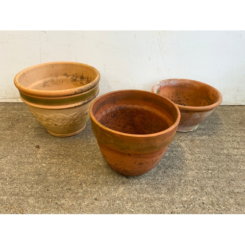 107 - 3x Terracotta Planters