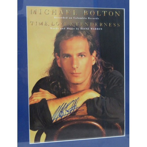 1 - Michael Bolton - Time, Love & Tenderness, sheet music,  signed framed and mounted. 30cms x 22cms