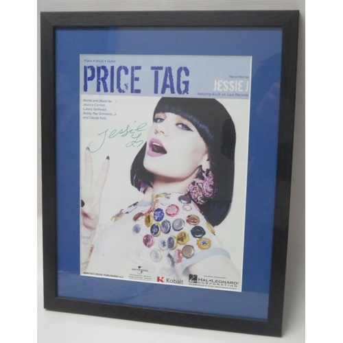 2 - Jessie J - original signed sheet music - Price Tag, framed and mounted. 30cms x 22cms