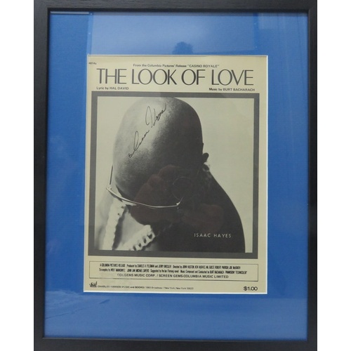 10 - Isaac Hayes - signed Look of Love Sheet Music, framed and glazed. 27cms x 21cms