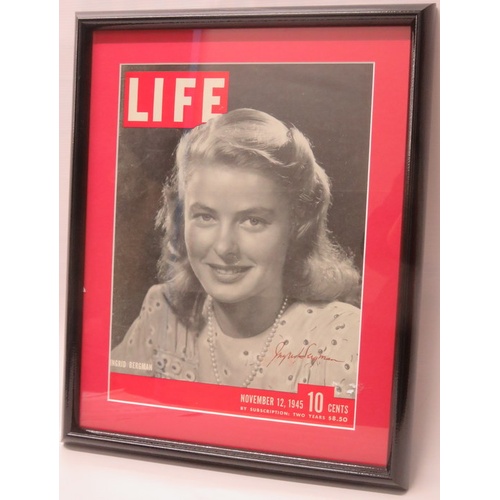 17 - Ingrid Bergaman - signed Life Magazine, dated November 1941, framed and glazed. 34.5cms x 26cms