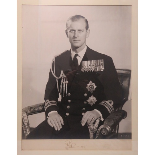 19 - Prince Philip - official signed 1953 Portrait photograph, by Barow, framed and glazed. 64cms x 38.5c... 