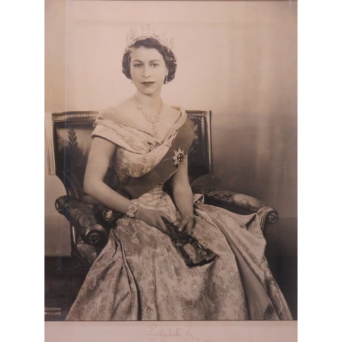 20 - Queen Elizabeth II 1953 photograph by Dorathy Wilding, signed and dated Elizabeth R 1953, Framed and... 