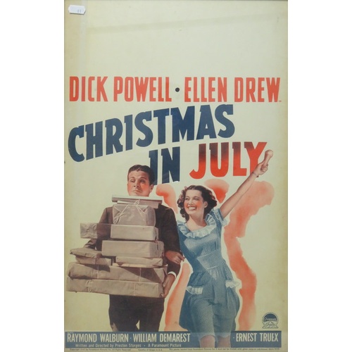 31 - Christmas In July Movie Theatre Poster 1940, Paramount Pictures, Framed and glazed. 55cms x 35cms