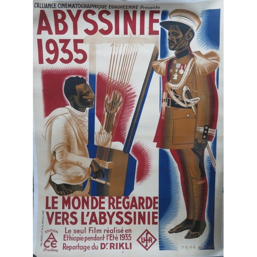 35 - Abyssinie 1935 Le Monde Regarde Vers L’Abysinie French film poster, linen backed. 161cms x 118cms