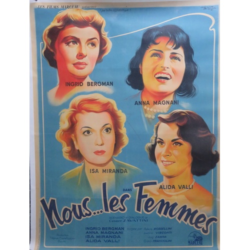 36 - Nous Les Femmes (We Are Women) with Ingrid Bergman 1953 French film poster, linen backed. 156.5cms x... 