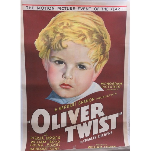 37 - Oliver with Dickie Moore 1933 Monogram Pictures film poster, linen backed. 103cms x 69cms