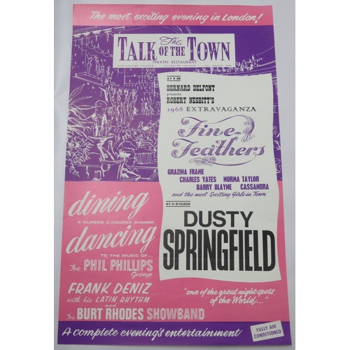 41 - Dusty Springfield Talk of The Town Leicester Square 1968 Concert Poster. 52cms x 31.5cms