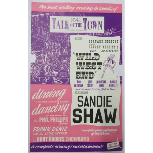 42 - Sandi Shaw Talk of The Town Leicester Square 1967 Concert Poster. 102cms x 31.5cms