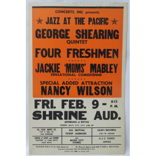 47 - George Shearing Quintet-Four Freshmen concert poster for Shrine Auditorium California with Roger Mil... 