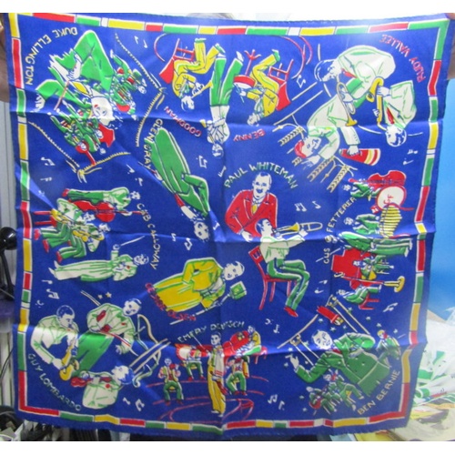 61 - Silk Scarf featuring Duke Ellington, Benny Goodman, Ruby Wallee, Cab Calloway, Glen Gary, Paul White... 