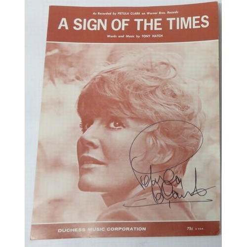 148 - Collection of eight Petula Clark music sheets all signed by Petula Clark including I Know A Place, R... 