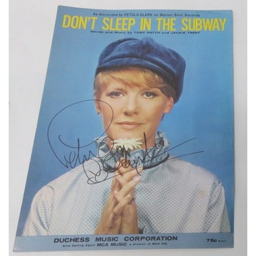 148 - Collection of eight Petula Clark music sheets all signed by Petula Clark including I Know A Place, R... 