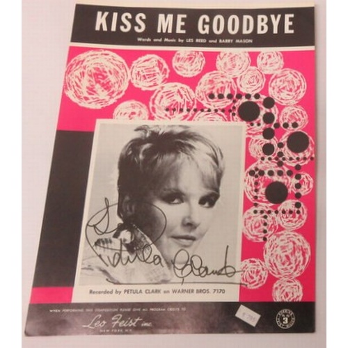 148 - Collection of eight Petula Clark music sheets all signed by Petula Clark including I Know A Place, R... 