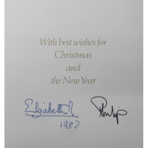 198 - 1987 Christmas Card from The Queen & Prince Philip signed Elizabeth R & Philip