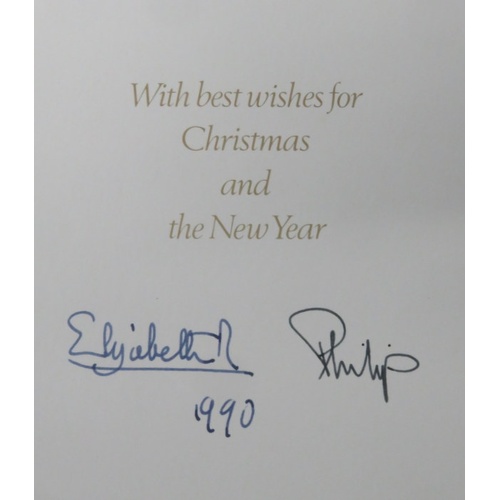 200 - 1990 Christmas Card from The Queen & Prince Philip signed Elizabeth R & Philip