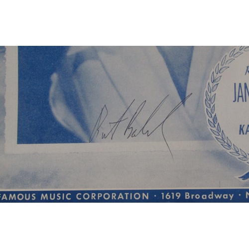 224 - With Open Arms sheet music by Hal David and Burt Bacharach signed by both composers